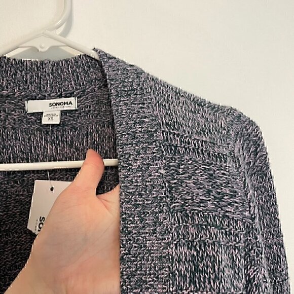 NEW NWT SONOMA Allover Stitch Cardigan Teal Lilac Lavender Pink Open Sweater XS - Picture 7 of 14